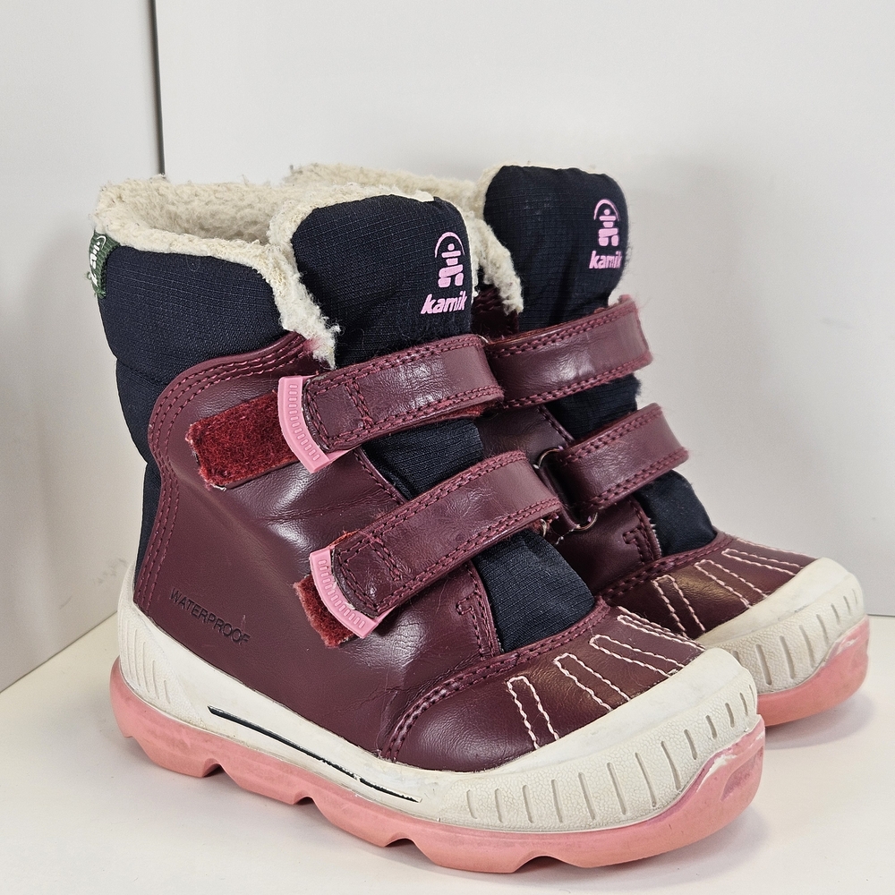 Kamik Kids Waterproof Winter Boots  Extreme Cold Rating Burgundy Blue Pink Sz 10